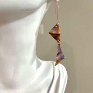 Long Fire Painted Copper Boho‎ Earrings